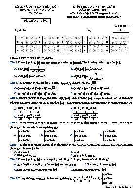 Kiểm tra định kỳ - Học kì II năm học 2016  2017 - Mã đề thi 161